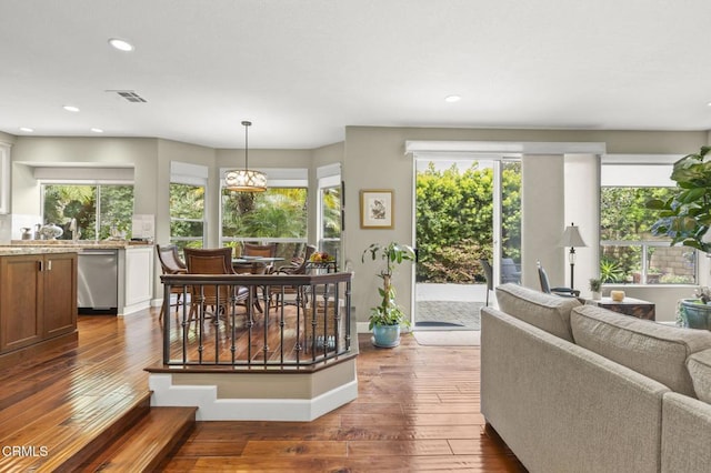 2113 Doral Ct, Oxnard, CA 93036 - living area with wood-type flooring, plenty of natural light, visible vents, and recessed lighting