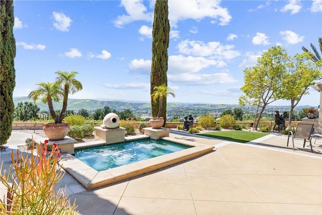 19 Fox Hole Rd, Ladera Ranch, CA 92694 - view of pool featuring an in-ground hot tub, a patio area, and a mountain view