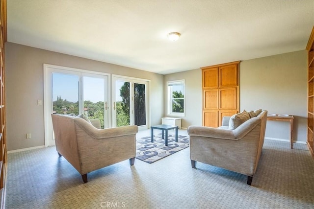 living area with baseboards