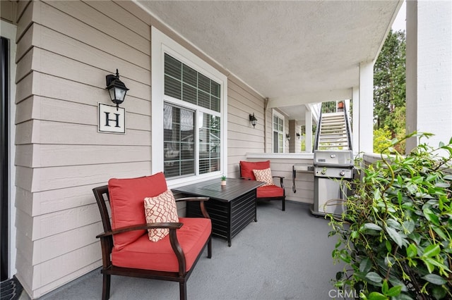 23412 Pacific Park Dr Unit 40H, Aliso Viejo, CA 92656 - view of patio / terrace with area for grilling, covered porch, and stairway