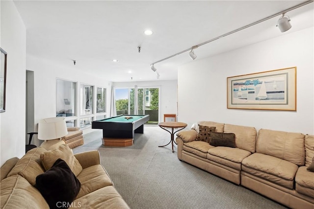 1450 Brett Pl Unit 205, San Pedro, CA 90732 - game room featuring rail lighting, pool table, and carpet floors