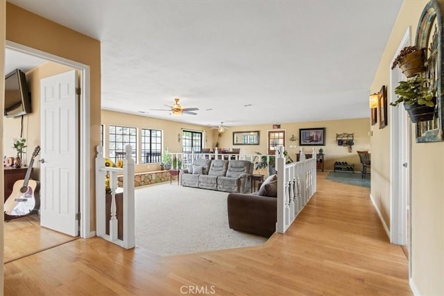 770 Roads End, Lebec, CA 93243 - living room with light wood-style floors, baseboards, and ceiling fan