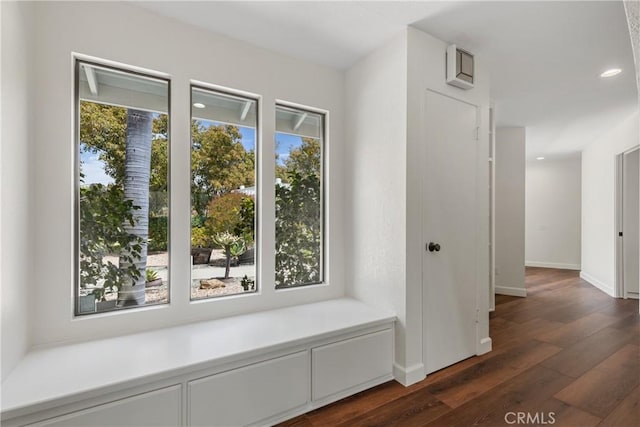 2918 Los Campos Dr, Fallbrook, CA 92028 - corridor with plenty of natural light, dark wood-style floors, baseboards, and recessed lighting