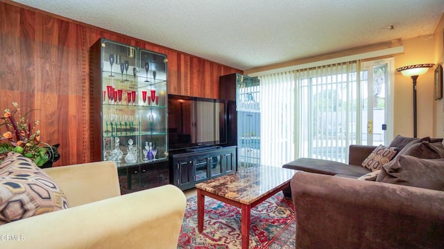 7816 Quartz Ave, Los Angeles, CA 91306 - living area with wooden walls and a textured ceiling