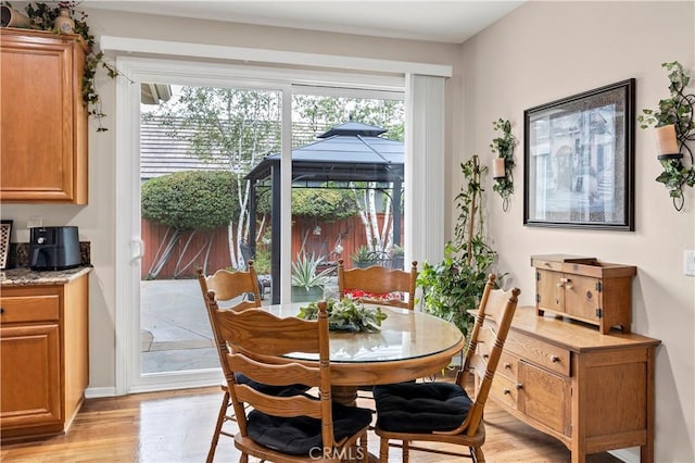 dining room with light wood finished floors