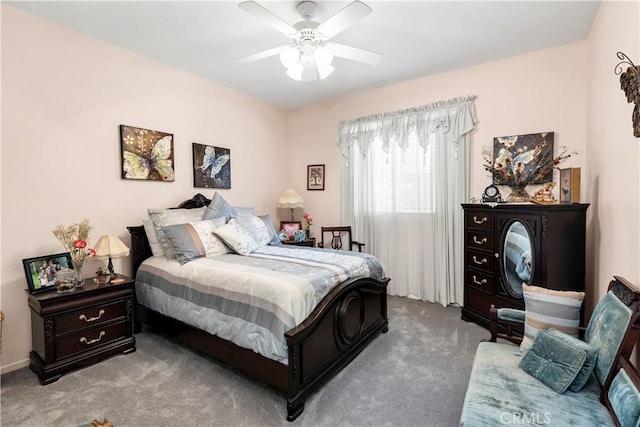 bedroom featuring carpet floors and a ceiling fan