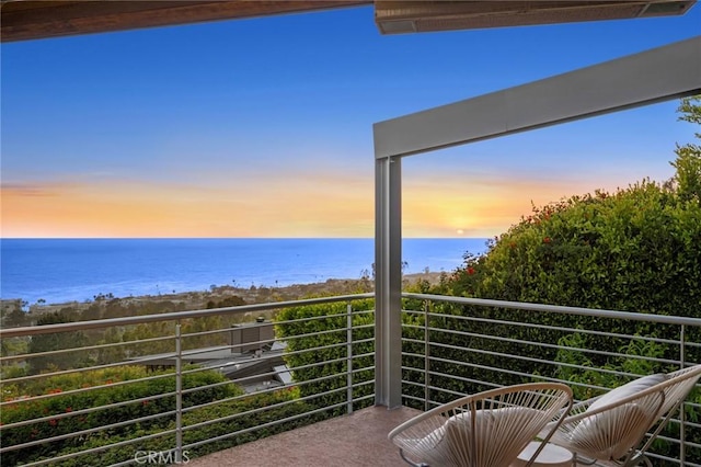 856 Diamond, Laguna Beach, CA 92651 - balcony at dusk featuring a water view