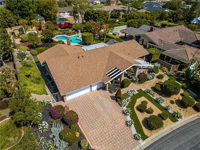 9492 Brynmar Dr, Villa Park, CA 92861 - aerial view of residential area featuring a pool area