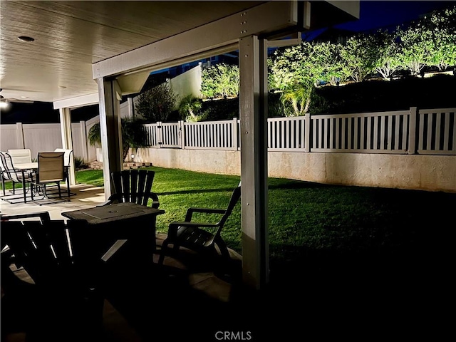 view of patio / terrace featuring outdoor dining space and a fenced backyard