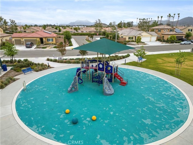 26643 Baneberry Ct, Menifee, CA 92585 - view of community with a residential view, a mountain view, and a lawn