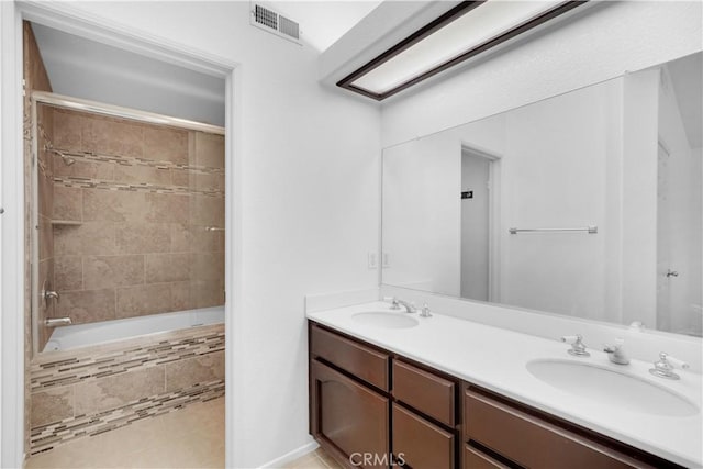 8 Tamarac Pl, Aliso Viejo, CA 92656 - bathroom with a sink, double vanity, visible vents, and tile patterned flooring