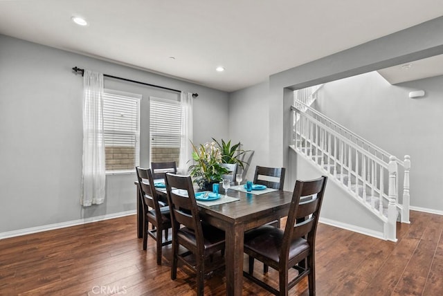 19321 Carranza Ln, Saugus, CA 91350 - dining area with stairway, wood finished floors, and baseboards