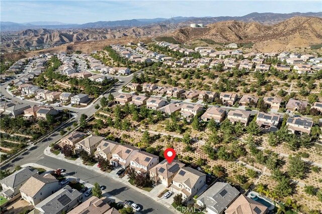 19321 Carranza Ln, Saugus, CA 91350 - drone / aerial view featuring a mountain view and a residential view