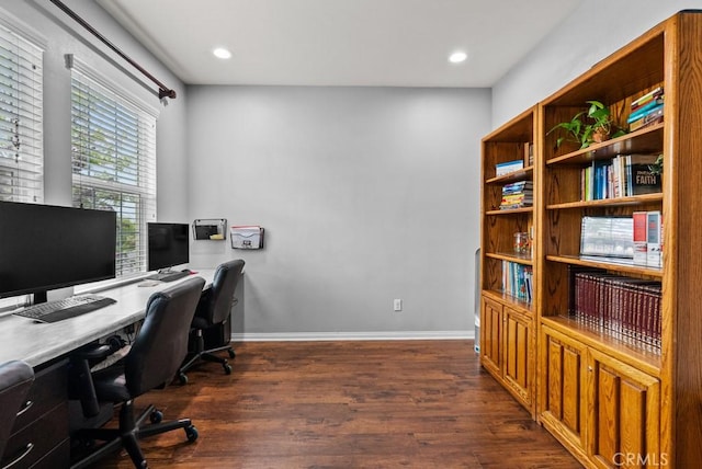 19321 Carranza Ln, Saugus, CA 91350 - office space featuring baseboards, recessed lighting, and dark wood-type flooring