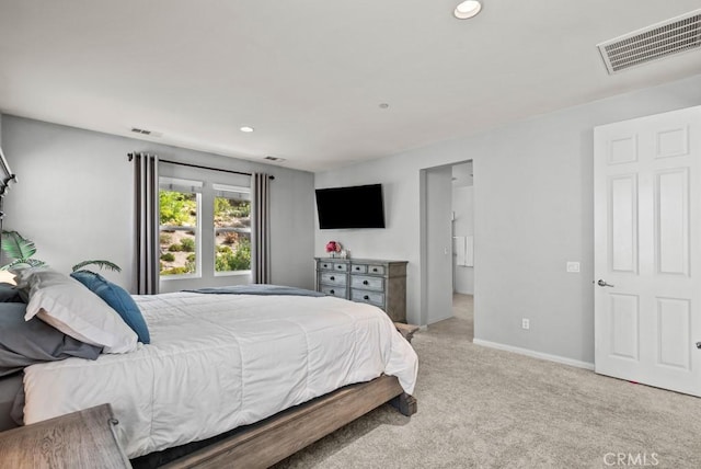 19321 Carranza Ln, Saugus, CA 91350 - bedroom with light colored carpet, visible vents, baseboards, and recessed lighting
