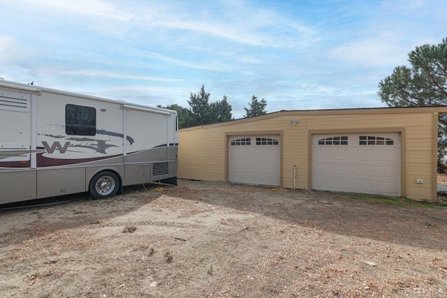 view of detached garage