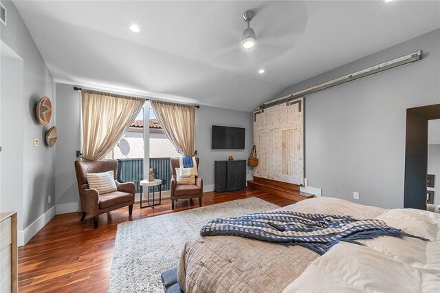 291 Argonne Ave, Long Beach, CA 90803 - bedroom with wood finished floors, recessed lighting, lofted ceiling, and a ceiling fan