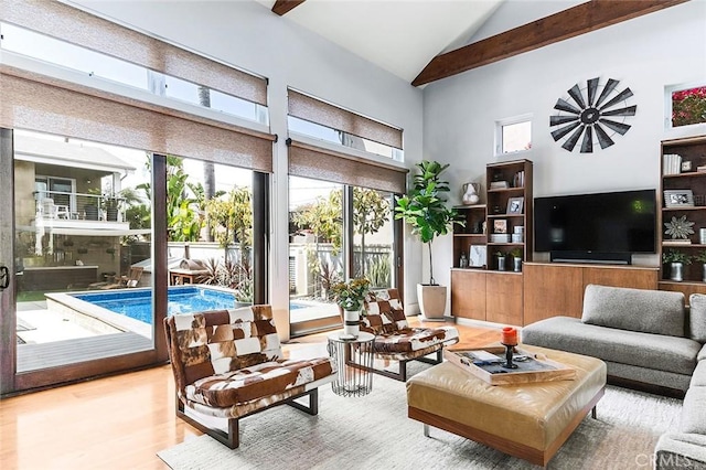 291 Argonne Ave, Long Beach, CA 90803 - living room with high vaulted ceiling and wood finished floors