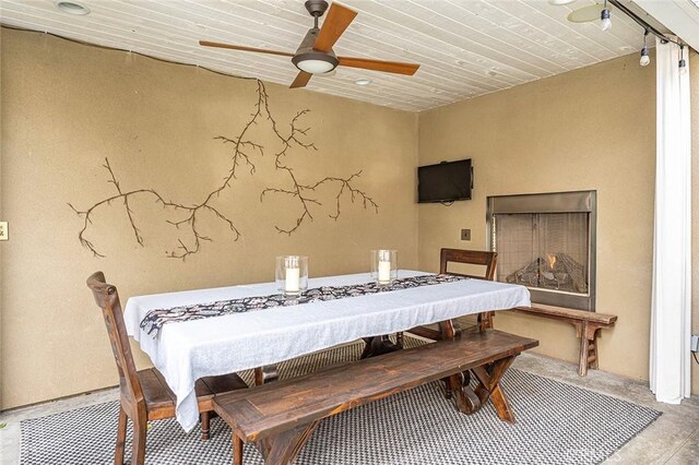 291 Argonne Ave, Long Beach, CA 90803 - dining space with a ceiling fan and wooden ceiling
