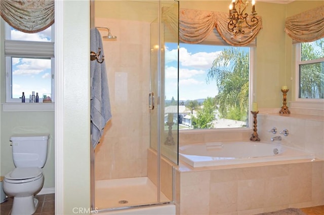 13622 Canyon Crest Rd, Yucaipa, CA 92399 - bathroom with a garden tub, a shower stall, and toilet