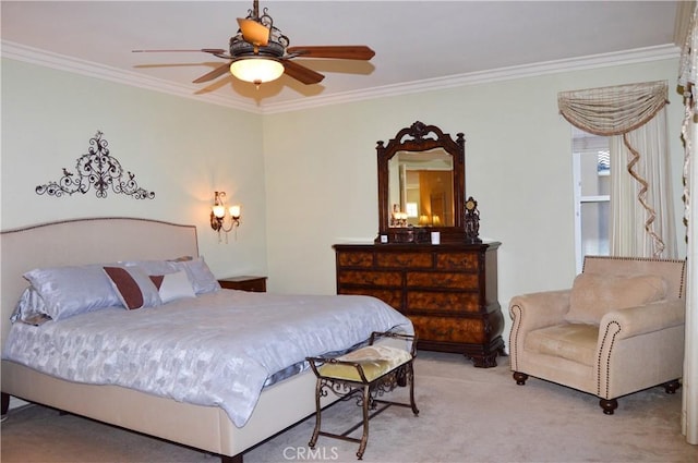 13622 Canyon Crest Rd, Yucaipa, CA 92399 - carpeted bedroom with crown molding and ceiling fan