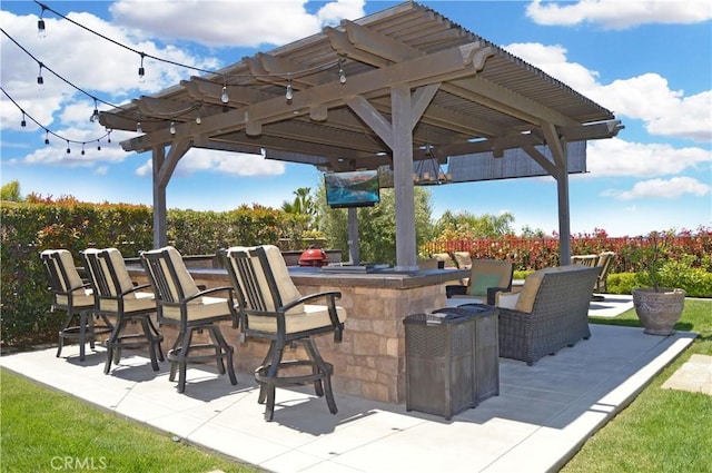 13622 Canyon Crest Rd, Yucaipa, CA 92399 - view of patio / terrace featuring a pergola