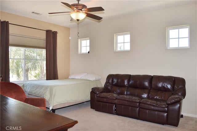 13622 Canyon Crest Rd, Yucaipa, CA 92399 - bedroom with carpet floors and a ceiling fan