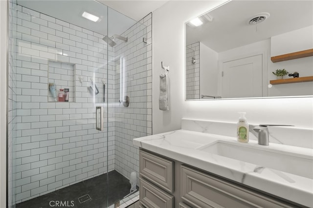 19542 Constellation Ln, Huntington Beach, CA 92646 - full bathroom with a stall shower, vanity, and visible vents