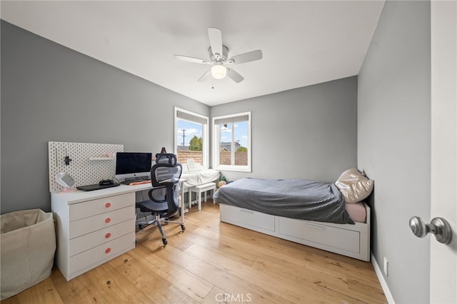 19542 Constellation Ln, Huntington Beach, CA 92646 - bedroom with ceiling fan and hardwood / wood-style floors