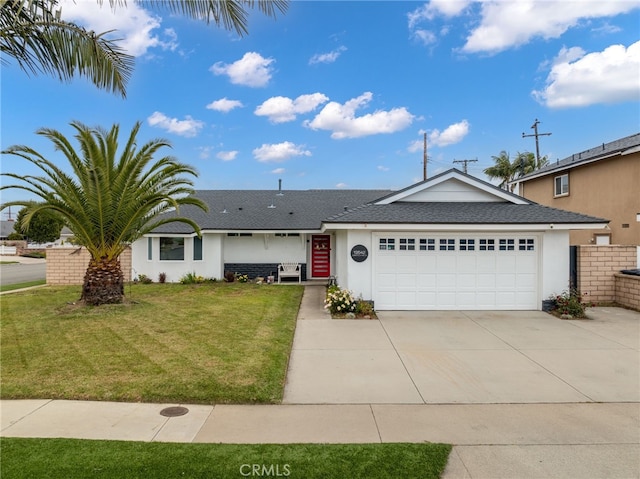 19542 Constellation Ln, Huntington Beach, CA 92646 - view of front of home with roof with shingles, an attached garage, concrete driveway, stucco siding, and a front yard