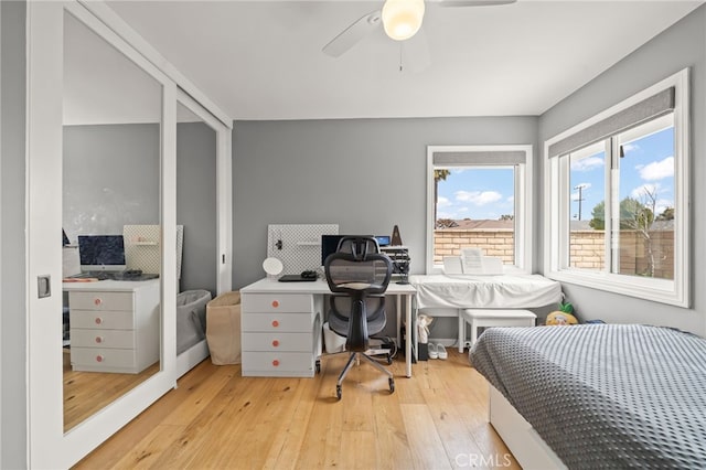 19542 Constellation Ln, Huntington Beach, CA 92646 - bedroom featuring ceiling fan and hardwood / wood-style flooring