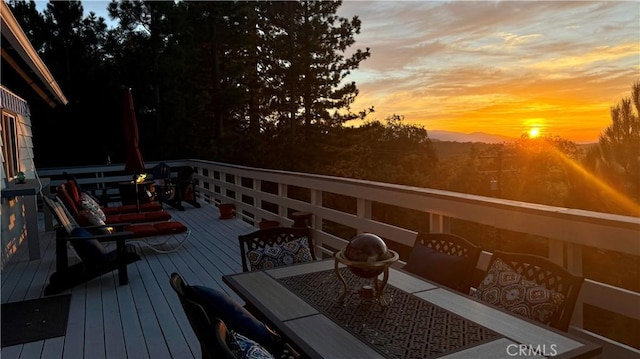 28935 Banff Dr, Lake Arrowhead, CA 92352 - wooden terrace featuring outdoor dining space