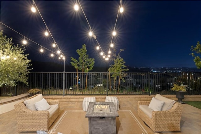 29034 Via Patina, Valencia, CA 91354 - patio at twilight with a patio area and an outdoor living space with a fire pit