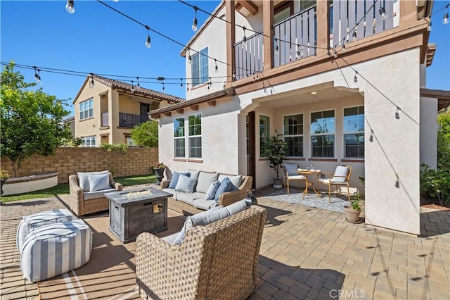 29034 Via Patina, Valencia, CA 91354 - patio / terrace featuring an outdoor living space with a fire pit and a patio area