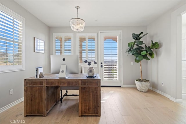 29034 Via Patina, Valencia, CA 91354 - office space featuring light wood-style flooring and a chandelier