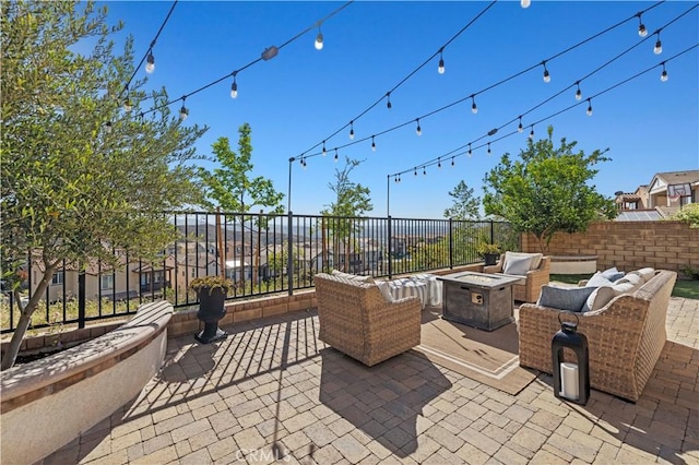 29034 Via Patina, Valencia, CA 91354 - view of patio with an outdoor living space with a fire pit