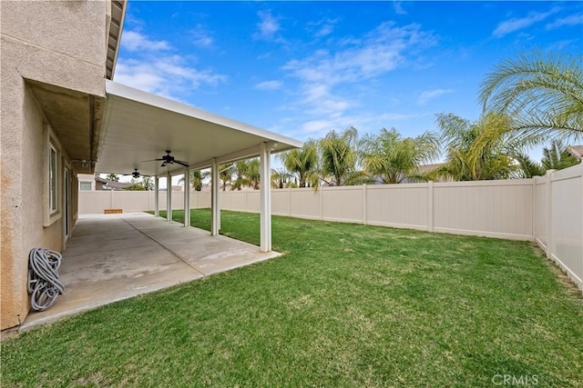 28823 Tonya St, Murrieta, CA 92563 - view of yard with a patio, a fenced backyard, and ceiling fan