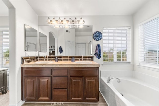 28823 Tonya St, Murrieta, CA 92563 - bathroom featuring a wealth of natural light, a garden tub, and a sink