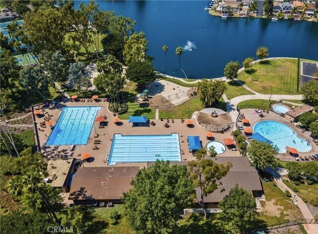 22661 Claude Cir, Lake Forest, CA 92630 - aerial overview of property's location with a pool area and a large body of water
