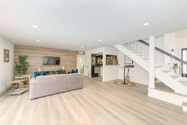 1760 N Yurok St, Orange, CA 92867 - living room featuring wood finished floors, stairs, recessed lighting, and baseboards