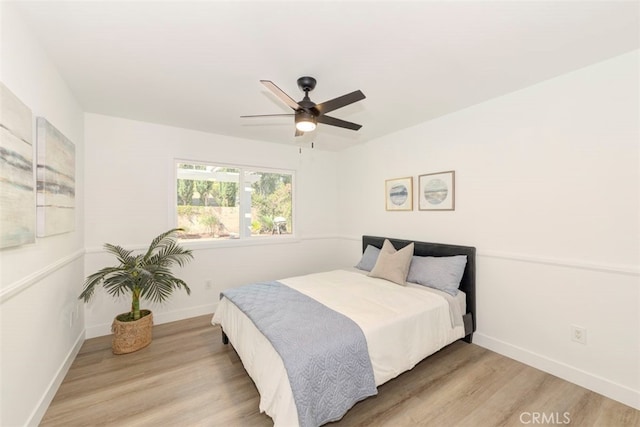 1760 N Yurok St, Orange, CA 92867 - bedroom with baseboards, light wood-type flooring, and ceiling fan