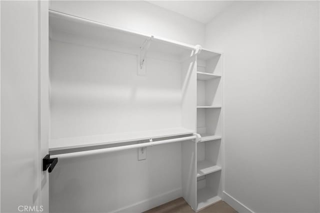 spacious closet with wood finished floors