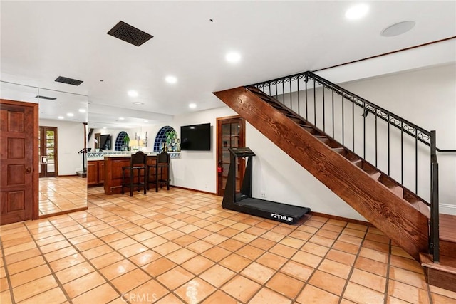 9 Maverick Ln, Bell Canyon, CA 91307 - living area featuring stairs, light tile patterned floors, recessed lighting, and baseboards