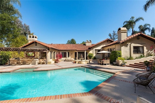 9 Maverick Ln, Bell Canyon, CA 91307 - view of swimming pool featuring area for grilling, a patio, and a pool with connected hot tub