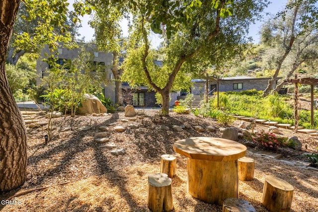 view of yard with stairway
