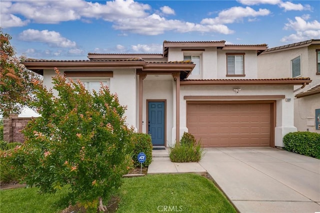 5581 Tremaine Way, Chino Hills, CA 91709 - mediterranean / spanish-style home with stucco siding, driveway, a garage, and a tile roof