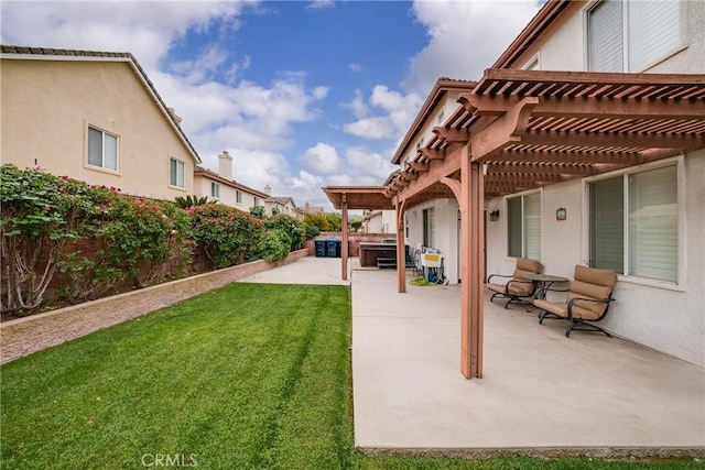 5581 Tremaine Way, Chino Hills, CA 91709 - view of yard featuring a hot tub, a pergola, and a patio area