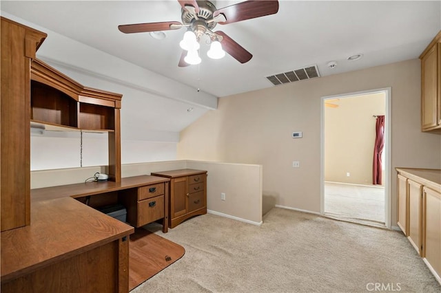 1044 Jude Ct, San Jacinto, CA 92583 - unfurnished office featuring a ceiling fan, light carpet, and baseboards