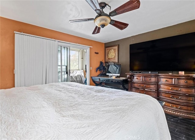 5048 W 121st St, Hawthorne, CA 90250 - bedroom with access to exterior, wood finished floors, and ceiling fan