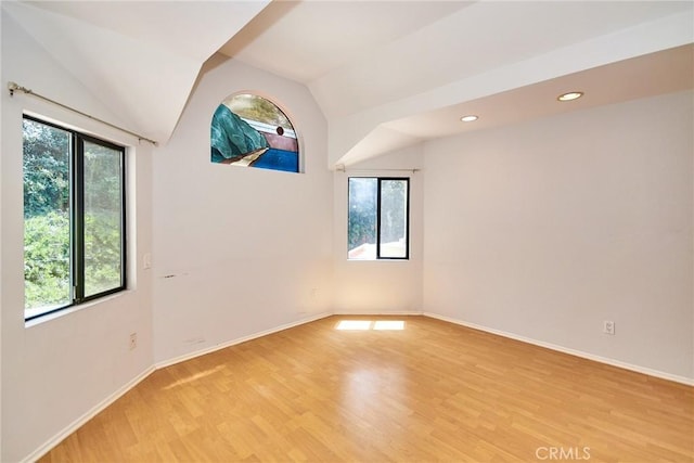 2990 Malaga Cir Unit C, Diamond Bar, CA 91765 - empty room featuring light wood-style flooring, lofted ceiling, baseboards, and recessed lighting